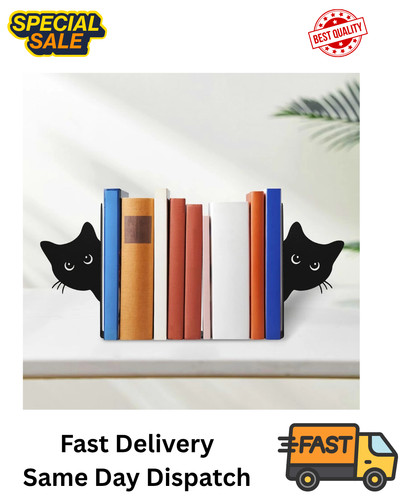 Peeping cat metal bookends - metal,