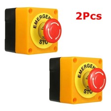 2Pcs Mushroom Emergency Stop Shut Off Push Button Switch NO+NC 22mm 10A