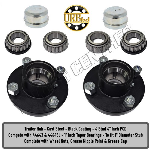 Cast unbraked trailer hub 4x4 - cast,