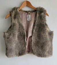 S. Oliver Grey Faux Fur Rabbit Gilet Size 40 (14)  Short Cropped