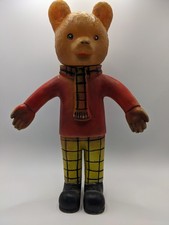 Vintage 11" Rupert the Bear Rubber Toy Figure