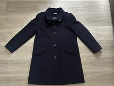 Ralph Lauren Womens Navy Blue Wool Blend Long Coat Jacket - Size UK 10