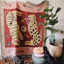 Leopard & Tiger Tapestry Throw
