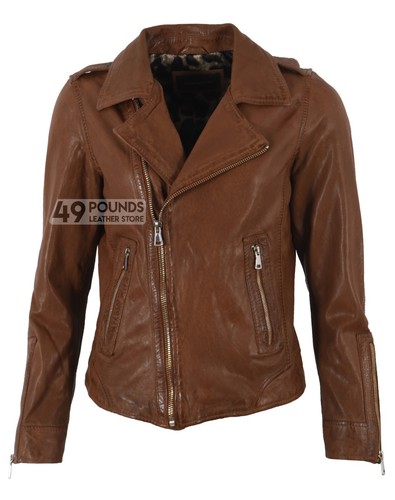 Ladies biker leather - leather, jacket