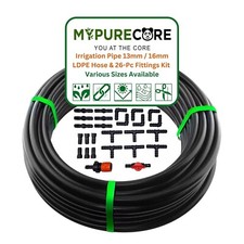 Irrigation Pipe 13mm / 16mm LDPE Garden Hose -Flexible Hose Pipe w/ 26 Fittings