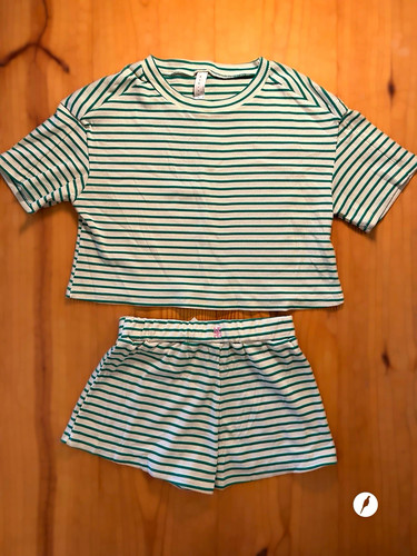 Striped knit 2pc top - striped,