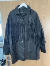 PLT Faux Leather Tasseled Long Jacket Size 10 ( Oversized) BNWOT