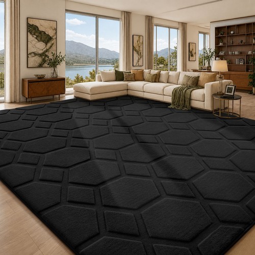 Large vintage black geometric - black,