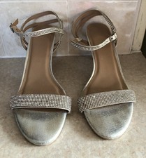 New Look Love Comfort Silver Sparkly Strappy Heels - Size 5
