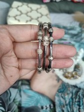 Indian Silver Bangles Bracelets X3 Pakistani Ladies Chudiyan Kadas