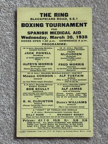 Rare pre war boxing - war, programme
