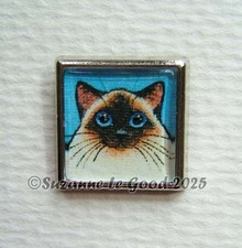 Birman cat art lapel pin brooch jewellery printed painting by Suzanne Le Good