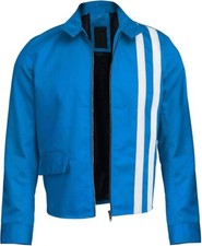 Mens Speedway Motorcycle Racing Elvis Presley White Stripes  Biker Cotton Jacket