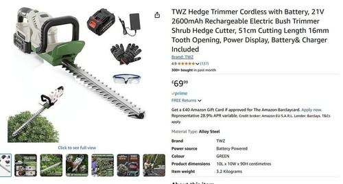 Wireless hedge trimmer - wireless,