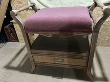Vintage Piano Stool With Storage & Adjustable Height
