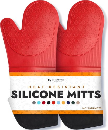 Extra long silicone oven mitts - long,