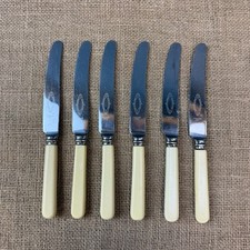 SET 6 X VINTAGE SHEFFIELD ENGLAND FAUX BONE STAINLESS STEEL DINNER KNIVES 21CM