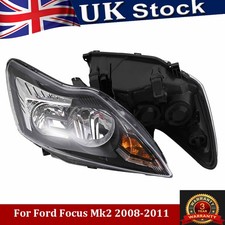 Pair Left & Right Headlights FIT Ford Focus Mk2 2008-2011 Black Inner Headlamps
