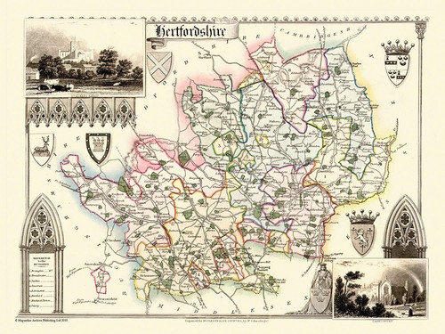 Old map hertfordshire 1836 - of,
