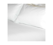 MICRO 5MM SATIN STRIPE Egyptian Cotton White 300 Thread Count Duvet Cover Set 