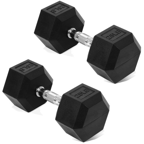 Rubber coated hex dumbbells - coated,