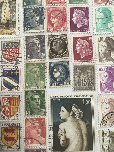 French 100 postage stamps - french,