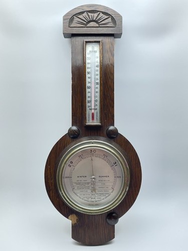 Vintage oak banjo barometer - banjo,