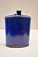 Vintage Indian Military Water Flask Bottle Blue Metal Military Canteen Enamel "3