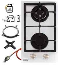 Phoenix Domino-Gw Gas Hob White Glass Gas Cooker 2 Lamps, Cast Wok-Aufsatz
