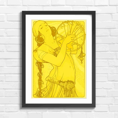 Art nouveau woman with wheel - art,