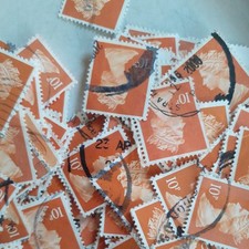 200 x  10p GB Stamps - Orange Brown - Used Franked - Off Paper