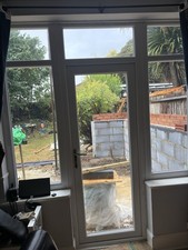 White uPVC Back Door with Side Windows – Double Glazed, Patio/Garden Access