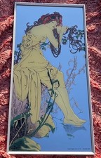 Alphonse Mucha Vintage Art Nouveau Mirror Large 12”x24” Aspell Saggers 1970’s