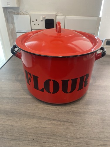 Vintage red enamel flour - vintage,