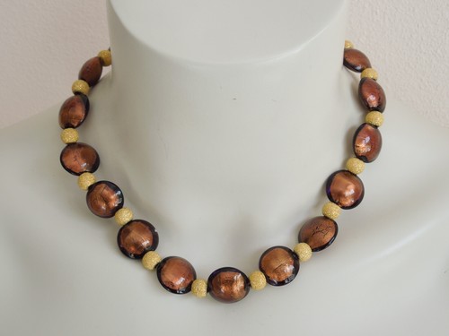 Vintage necklace chain cognac - vintage,