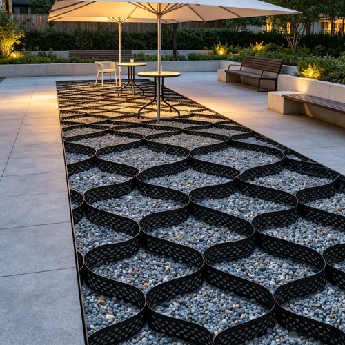 Gravel grid driveway - gravel,