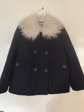 Carmel Clothing Navy Button Faux Fur Collar Coat Girls Size 5-6 Years