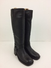 M&S Women's Knee High Boots Black Leather Upper Standard Fit Ring Detail New F1