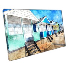 Watercolour Beach Hut Canvas