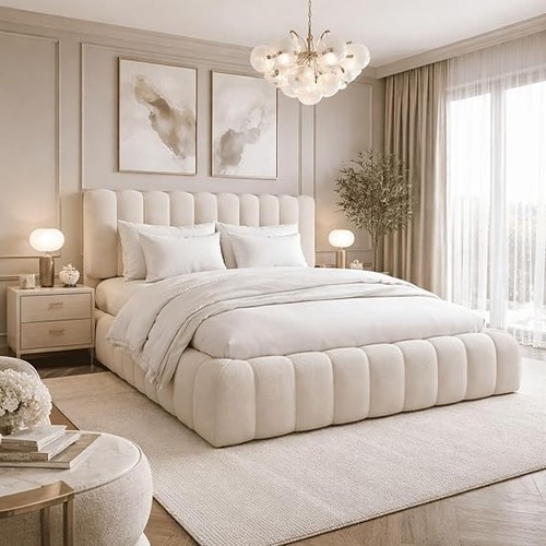Teddy boucle fabric bed frame - teddy,