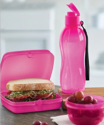 Tupperware neon pink lunch set - pink,