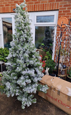 KING OF CHRISTMAS 7 Foot Snow Flocked Artificial Christmas Tree Prince Flock ✨️