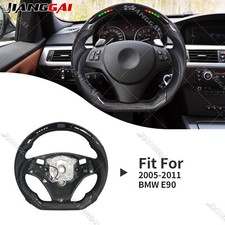 Real Carbon Fiber LED Steering Wheel Fit 2006-2012 BMW E90 E89 E91 E92 M3 SSG