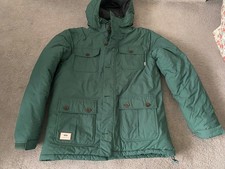 Mens VANS Off The Wall Hooded Padded Coat. Size Small Green.