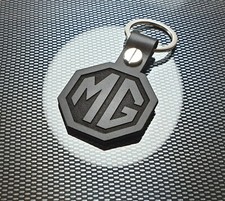 MG BADGE BLACK LEATHER KEYRING
