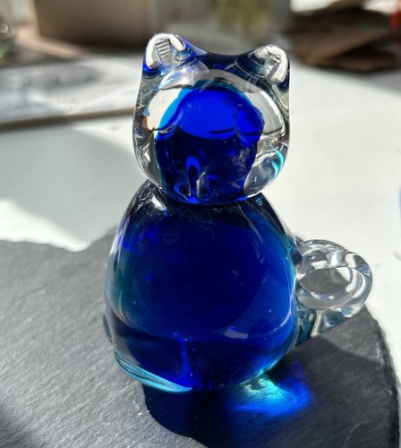 Glass paperweight cat - paperweight,