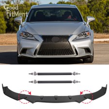 Glossy Black Front Bumper Lip Spoiler + Strut Rods For Lexus IS F 200 250 300