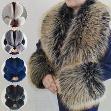 Winter Faux Fox Fur Collar Cuffs Women Large Shawl Coat Warm Fashion Scarves UK