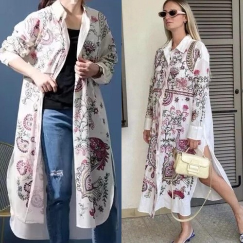 Zara embroidered shirt dress - embroidered,
