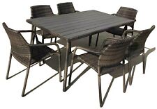 Outdoor Garden Rattan Furniture Cube Dining Set Rectangular Table 6 Chairs GREY